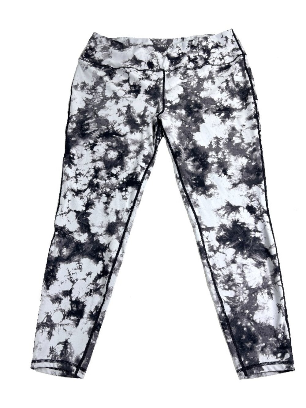 Torrid Active Tie Dye Crop Leggings Size 3 3X Black White Zip Pocket